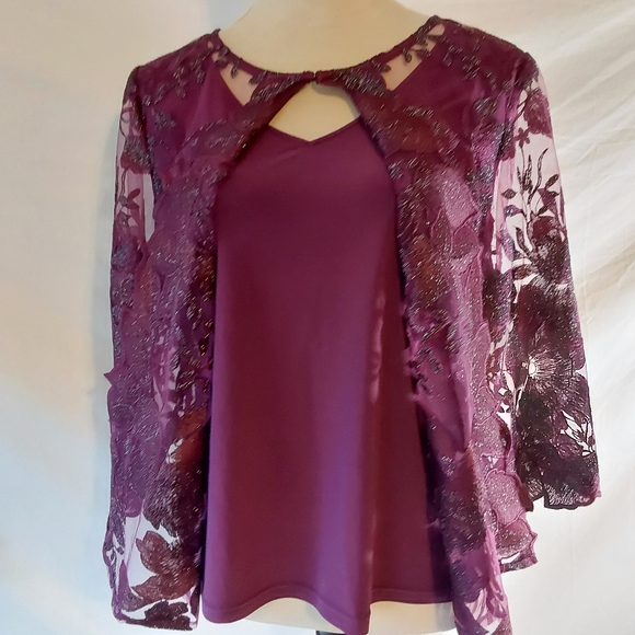 Alex Evening Petite twin set Top Blouse Large PWith Matching Pants Petite Large - Picture 7 of 12